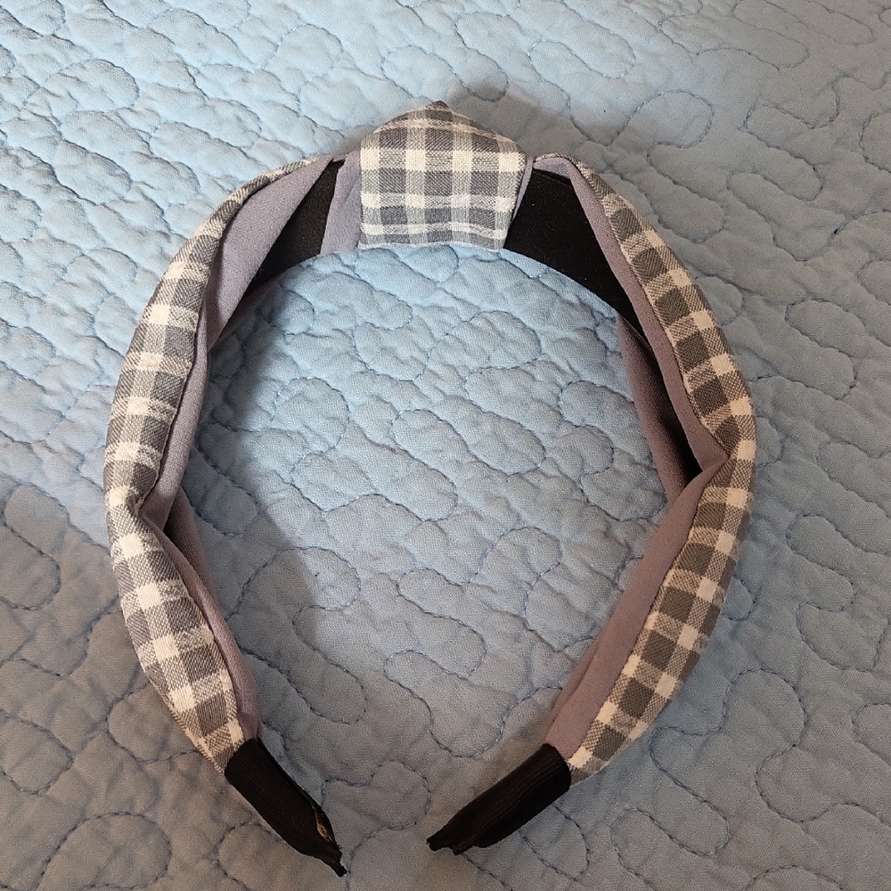 Handmade Chic Gray Plaid Headband
